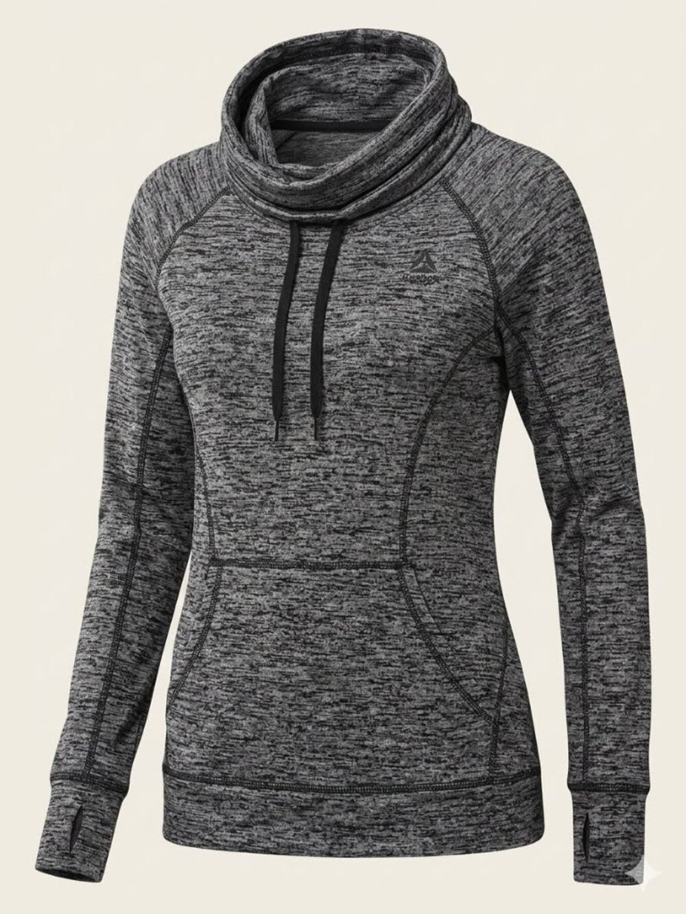 Reebok Black Heathered Cowl Neck Lightweight Cozy Pullover Sweatshirt 3297